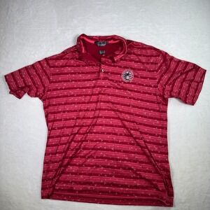 Tiger Woods Golf Polo Shirt Mens L 2005 US Open Pinehurst‎ No. 2 Red Striped
